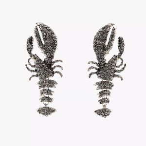 NWT Zara Woman Accessories RHINESTONE LOBSTER EARRINGS Anthracite Grey